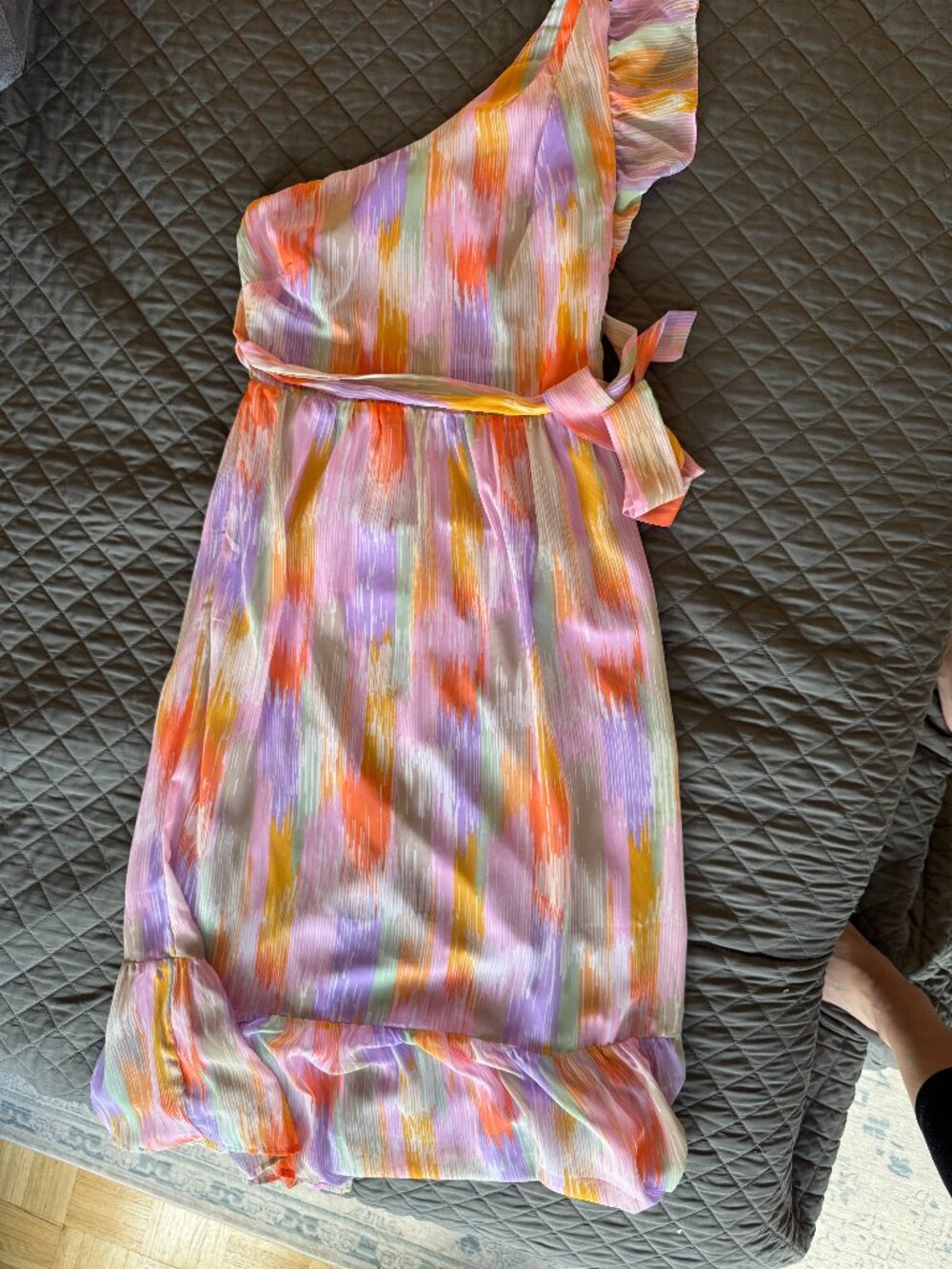 One Shoulder Aqua Dress- Size XS